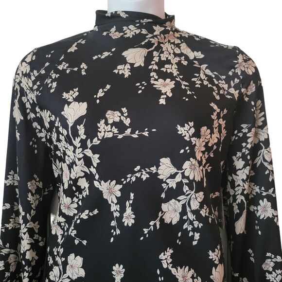 NWT Free People Black Floral Open Back Aries Mini Dress Or Tunic Size Large - Picture 3 of 11